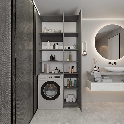 Шкаф-пенал с нишей и полками Тевос Графит